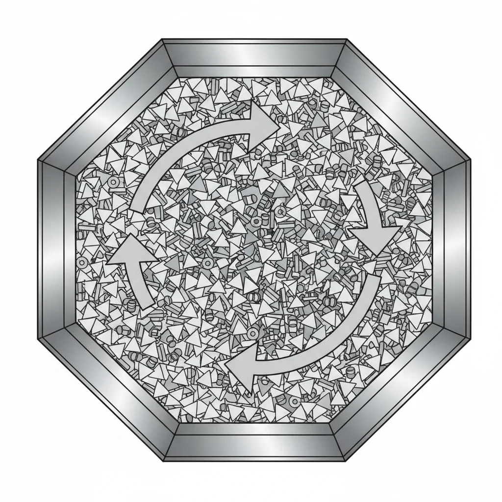 バレル研磨の仕組みを示す断面イラスト