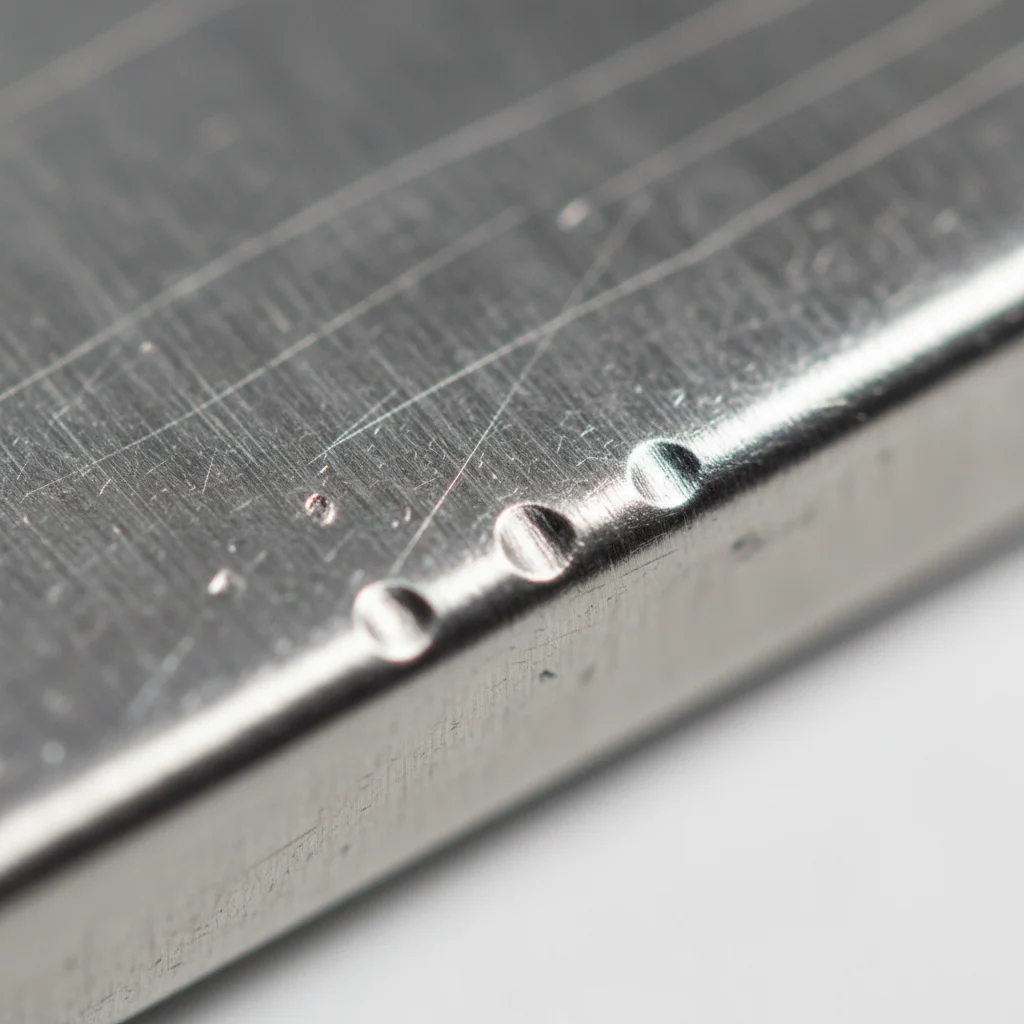 金属部品表面の打痕のクローズアップ